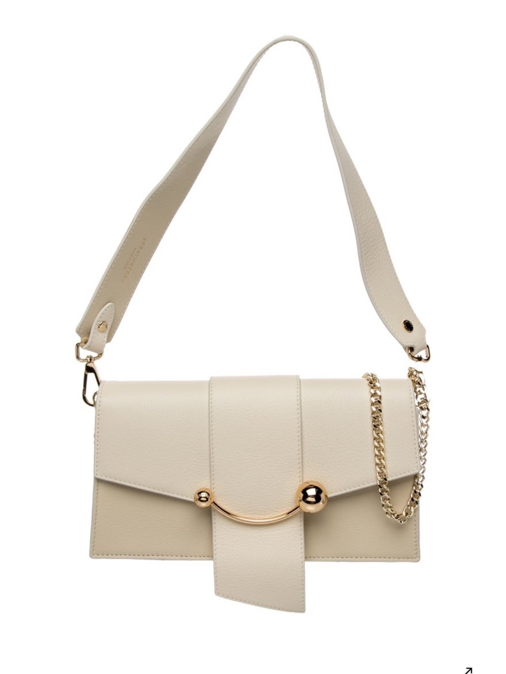 Strathberry Cream Crossbody with Gold Orb Detail